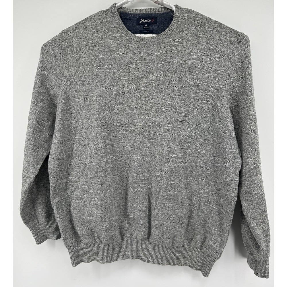 Johnnie O Cotton Pullover Long Sleeve Sweater Gray Men's Size XL
